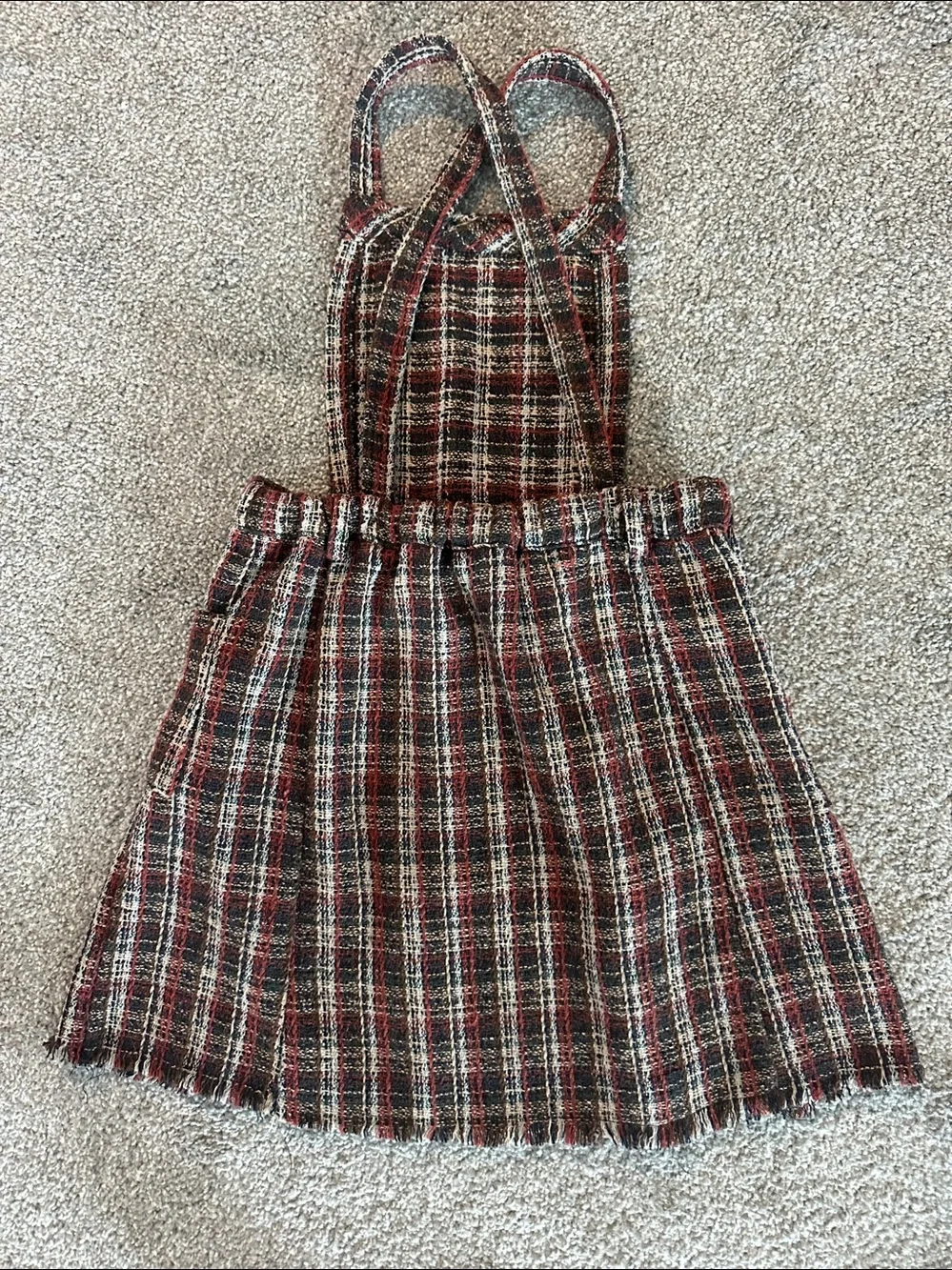 Hayden Red and Black Plaid Pinafore Skirt with Tie